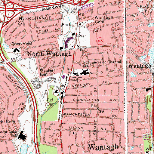 Topographic Map of Saint Frances De Chantal Church, NY