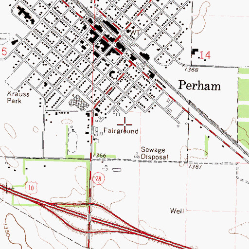 Topographic Map of Perham Fairgrounds, MN