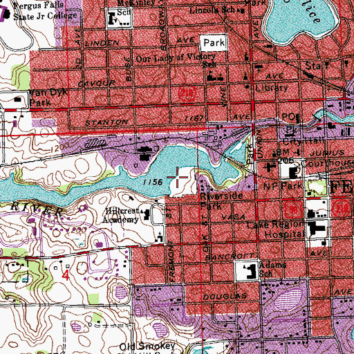 Topographic Map of Robert Hannah Recreational Area, MN