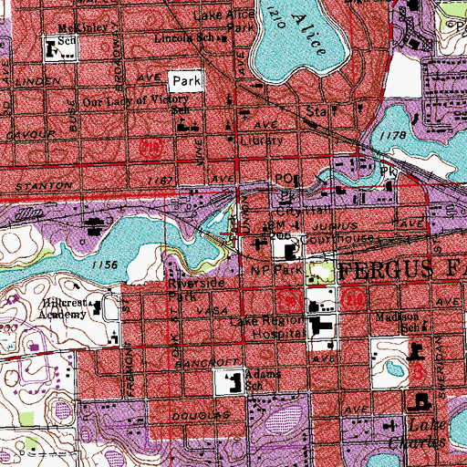 Topographic Map of George B Wright Park, MN