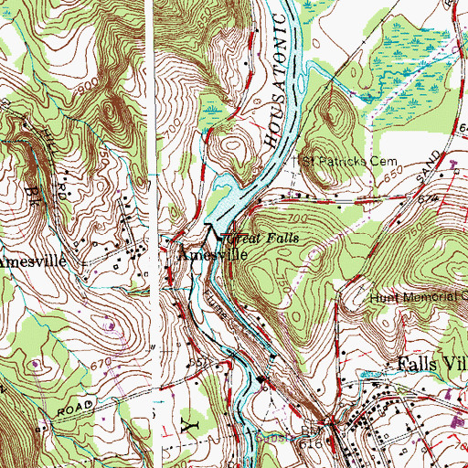 Topographic Map of Great Falls, CT