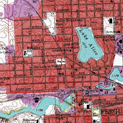 Topographic Map of T H Johnson Athletic Park, MN