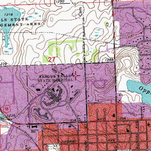 Topographic Map of Minnesota Veterans' Homes Fergus Falls, MN