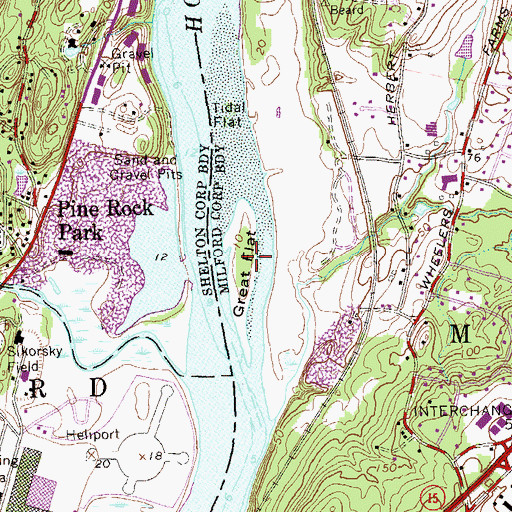 Topographic Map of Great Flat, CT