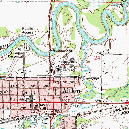 Topographic Map of Aitkin County Fairgrounds, MN