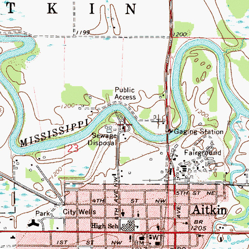 Topographic Map of Aitkin Campground, MN