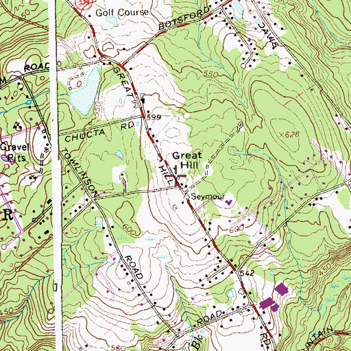 Topographic Map of Great Hill, CT