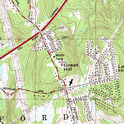 Topographic Map of Great Hill, CT