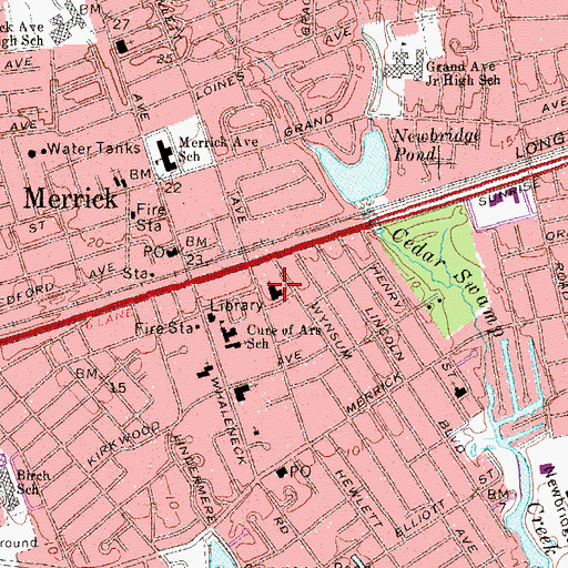 Topographic Map of Merrick Community Presbyterian Church, NY
