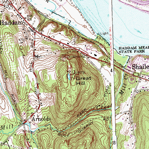 Topographic Map of Great Hill, CT