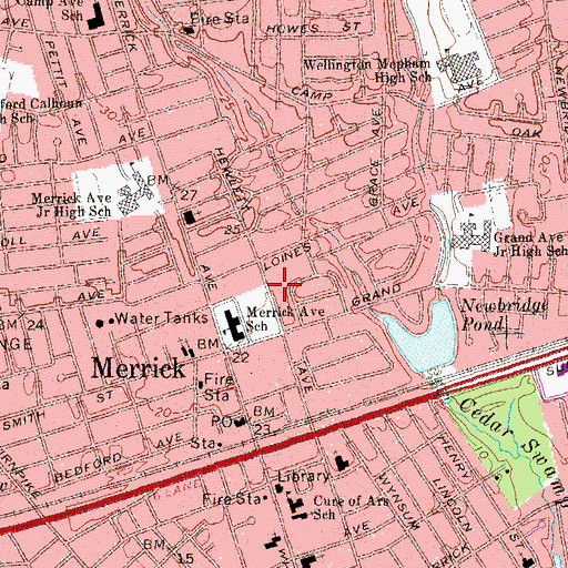 Topographic Map of Young Israel of Merrick Temple, NY