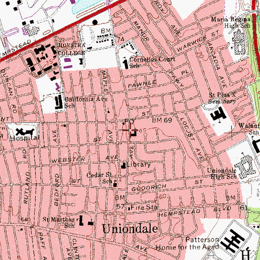 Topographic Map of Grace Lutheran Church, NY