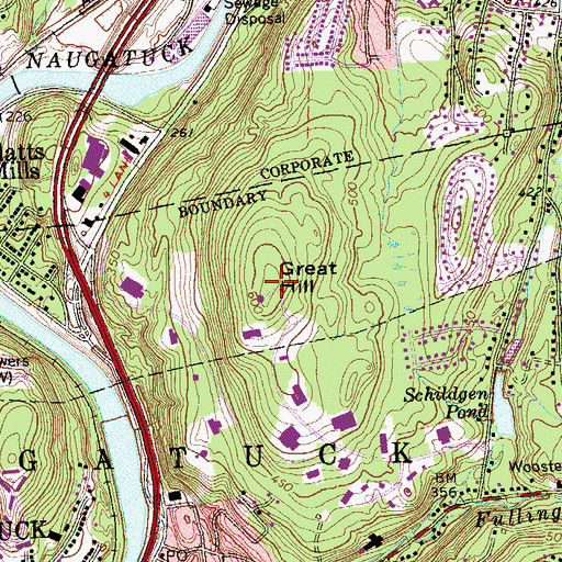 Topographic Map of Great Hill, CT