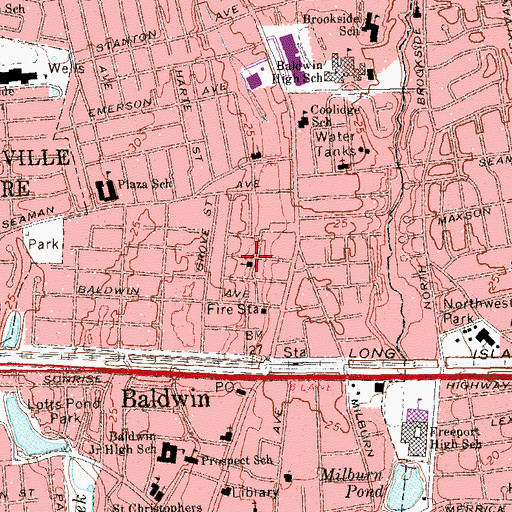 Topographic Map of Mineola Korean Presbyterian Church, NY