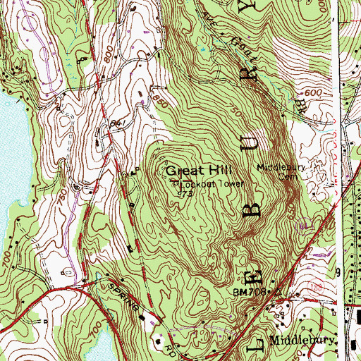 Topographic Map of Great Hill, CT