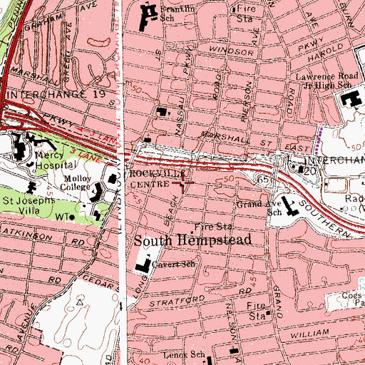 Topographic Map of South Hempstead Congregational Church, NY