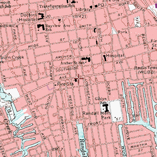 Topographic Map of South Nassau Christian Church, NY