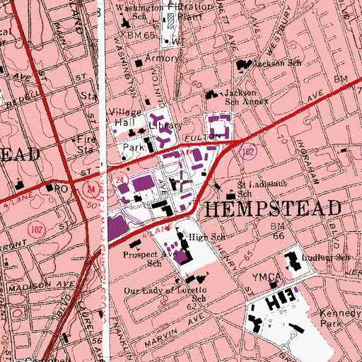 Topographic Map of Hempstead Hispanic Methodist Church, NY