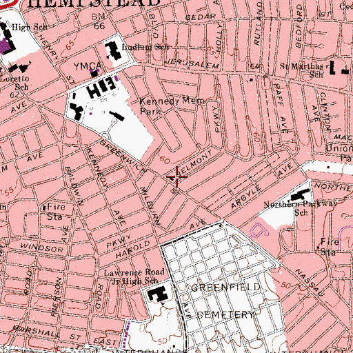 Topographic Map of Hempstead Pentecostal Church, NY