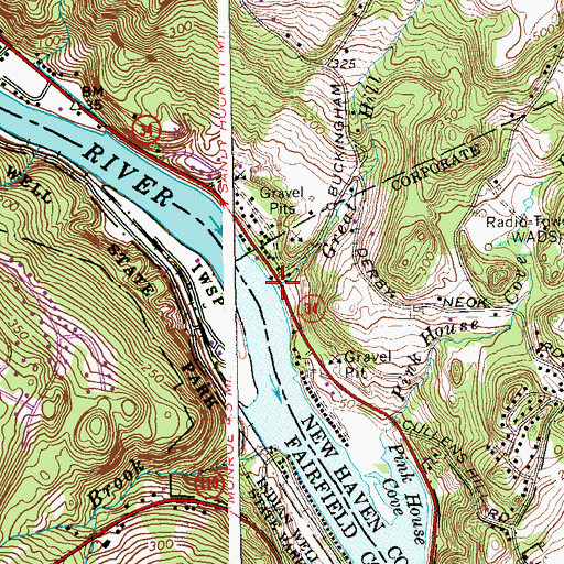 Topographic Map of Great Hill Brook, CT