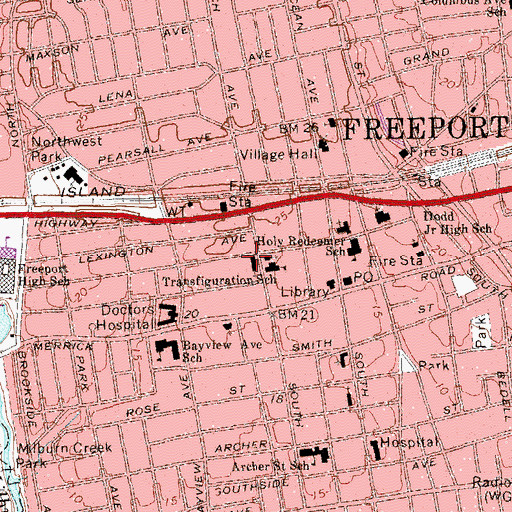 Topographic Map of First Baptist Church of Freeport, NY