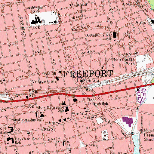 Topographic Map of First Latin American Church of Nassau County, NY