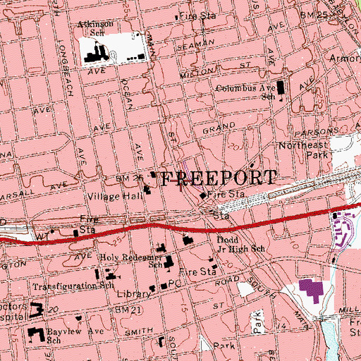 Topographic Map of Freeport Full Gospel Assembly Church, NY