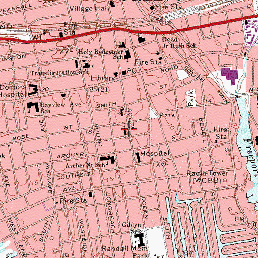 Topographic Map of South Nassau Unitarian Church, NY