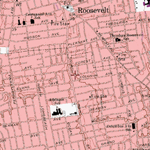 Topographic Map of Spanish Evangelic Church, NY