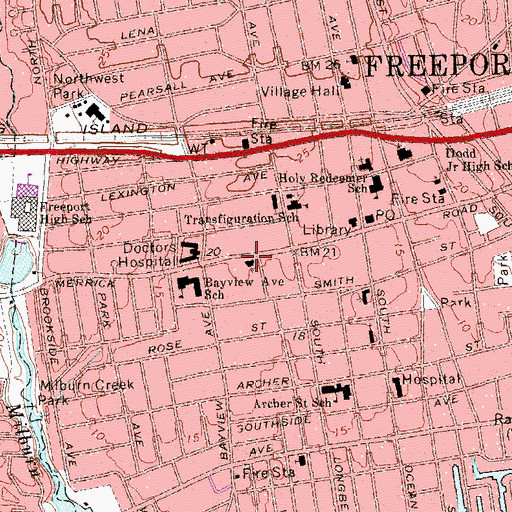 Topographic Map of Tabernacle of Faith Church, NY