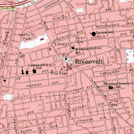 Topographic Map of Roosevelt Bible Church, NY