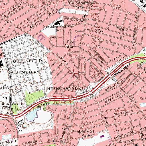 Topographic Map of Iglesia Profetica La Cuida, NY