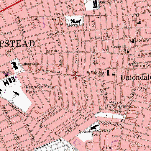 Topographic Map of Uniondale Seventh Day Adventist Church, NY