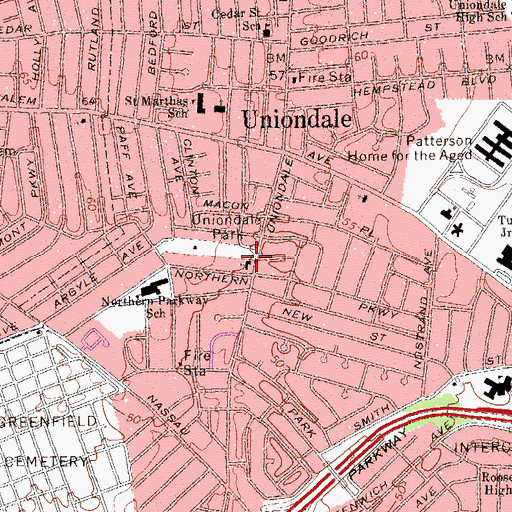 Topographic Map of United Methodist Church of Uniondale, NY