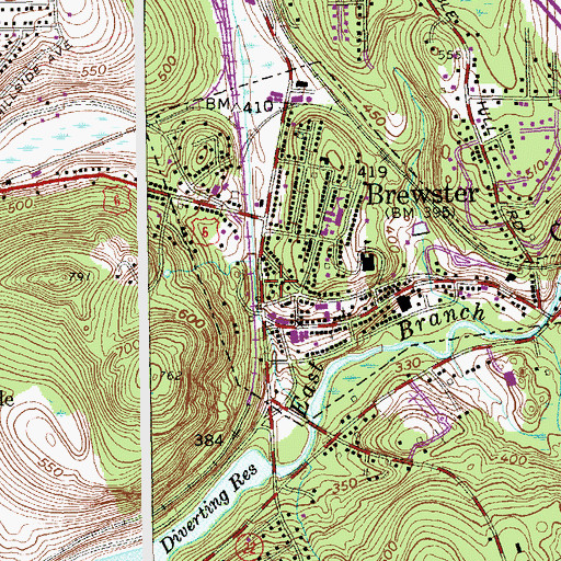Topographic Map of First Baptist Church of Brewster, NY