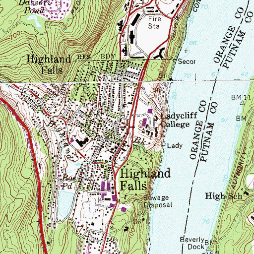 Topographic Map of United Church of the Highlands, NY