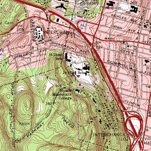 Topographic Map of Jaffrey Hall, NY