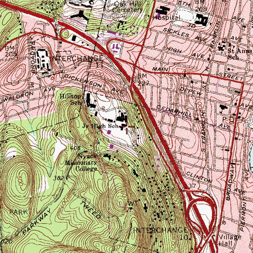 Topographic Map of Moseley Hall, NY