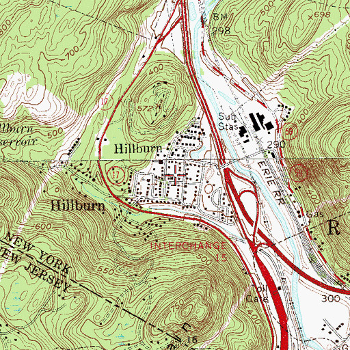 Topographic Map of Hillburn Post Office, NY