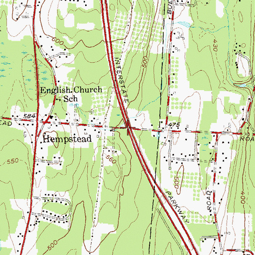 Topographic Map of Interchange 11, NY