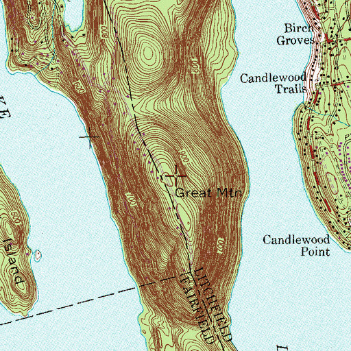 Topographic Map of Great Mountain, CT