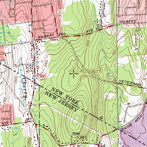 Topographic Map of Blue Hill Plaza Shopping Center, NY