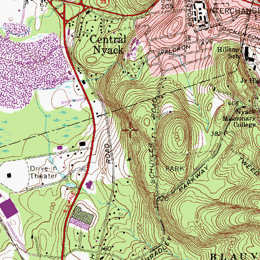 Topographic Map of Buttermilk Falls Park, NY