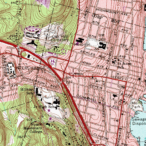 Topographic Map of Nyack Volunteer Fire Department Highland Hose Company 5, NY