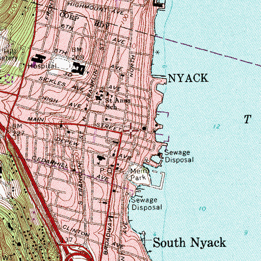 Topographic Map of Nyack Volunteer Fire Department Mazeppa Engine Company 2, NY