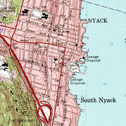 Topographic Map of Nyack Public Library, NY