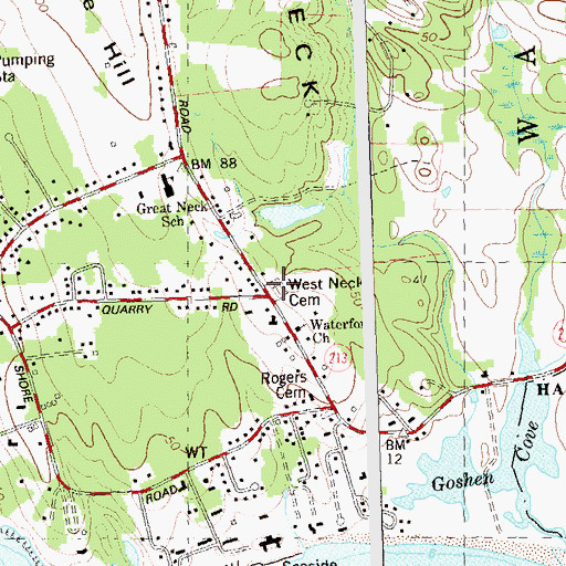 Topographic Map of Great Neck Cemetery, CT