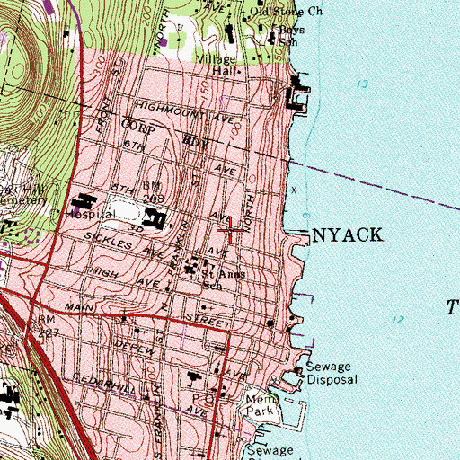Topographic Map of First Baptist Church, NY