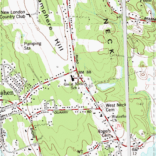 Topographic Map of Great Neck Elementary School, CT