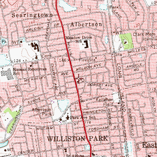 Topographic Map of Albertson Post Office, NY